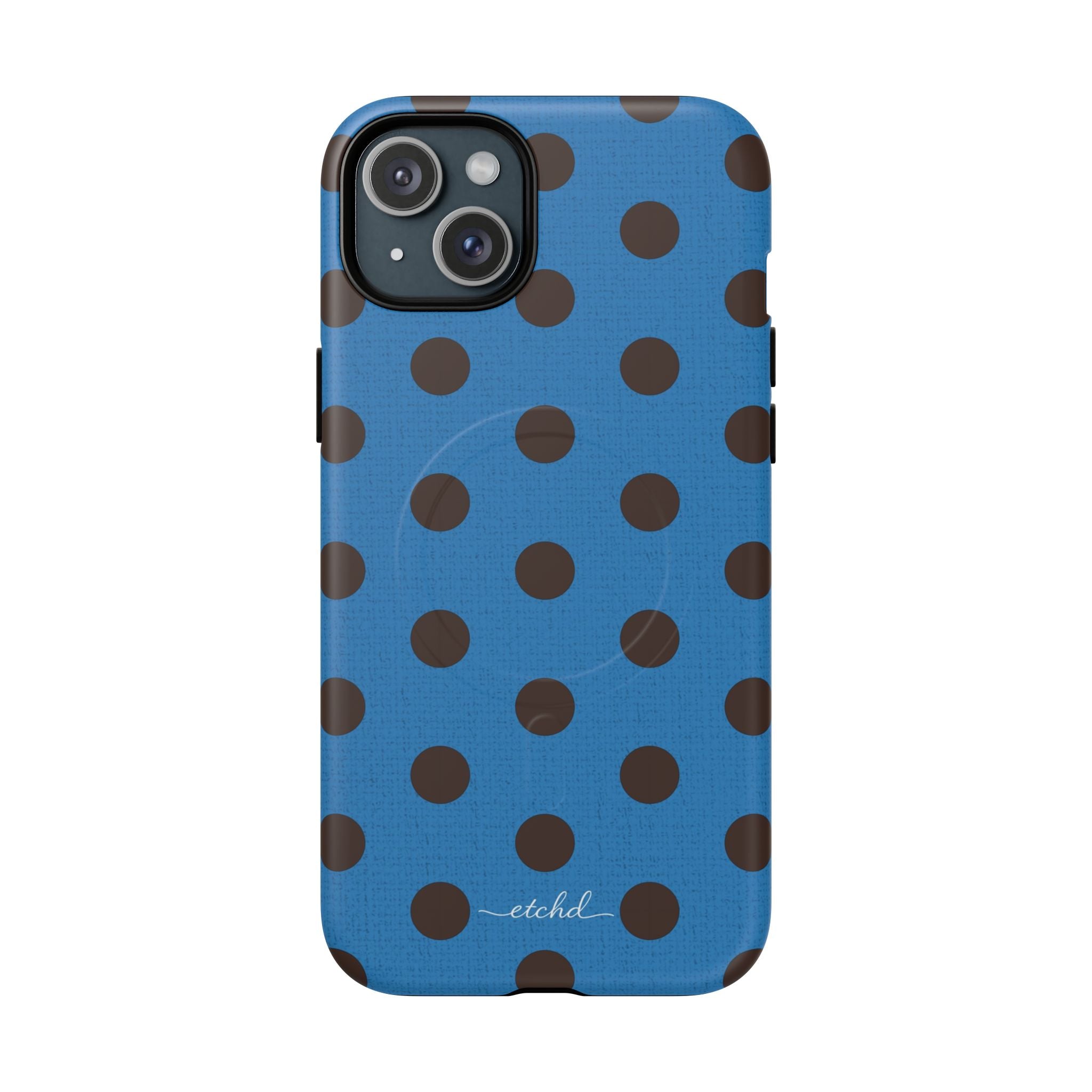 Espresso And Cerulean Polka Dot Magnetic Phone Case by etchd, view 7