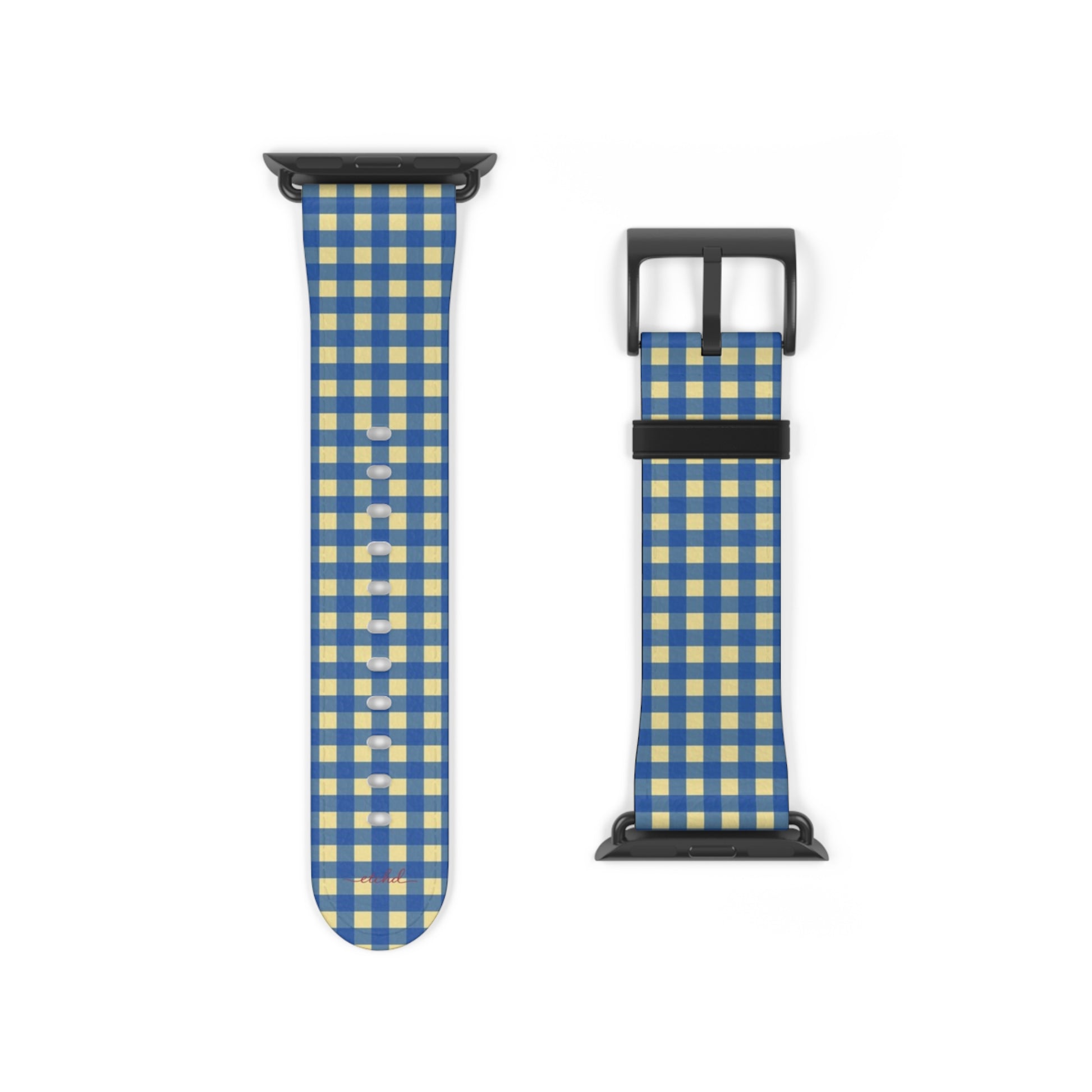 Butter & Cobalt Gingham Smartwatch Strap by etchd, view 9