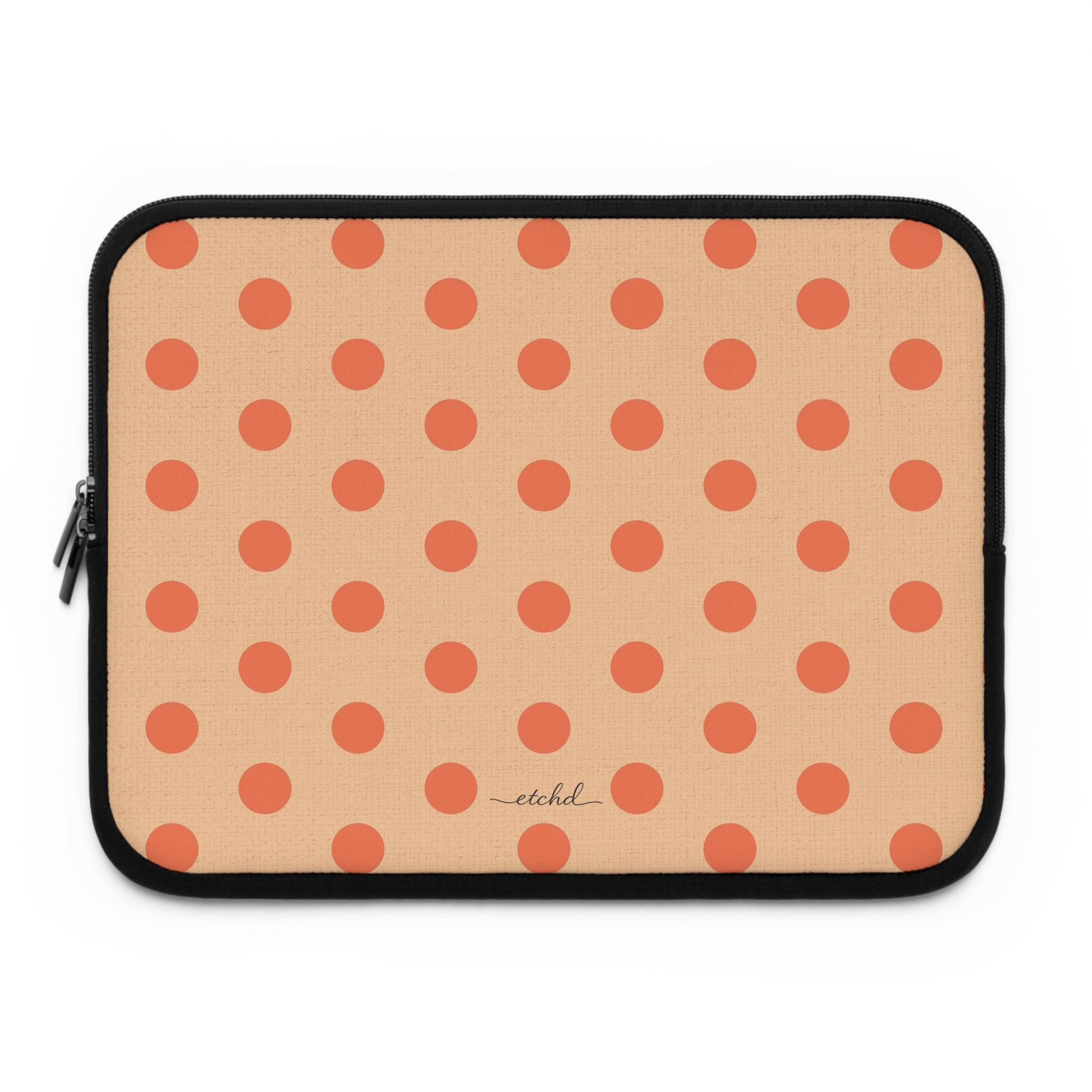 Coral And Peach Polka Dot Laptop Sleeve by etchd