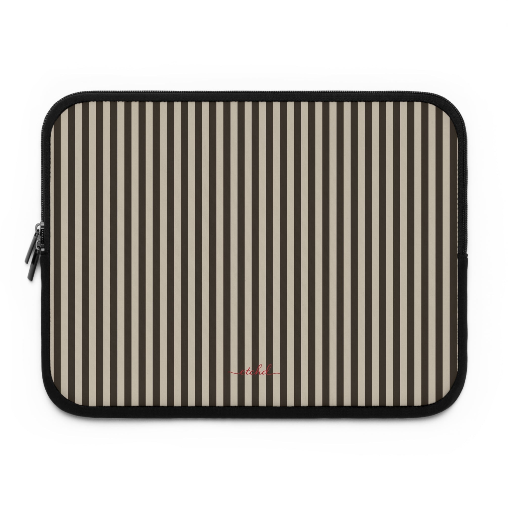 Cream & Brown Striped Laptop Sleeve by etchd