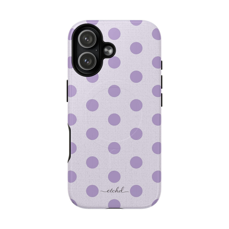 Lilac & Cream Polka Dot Magnetic Phone Case-zoom-