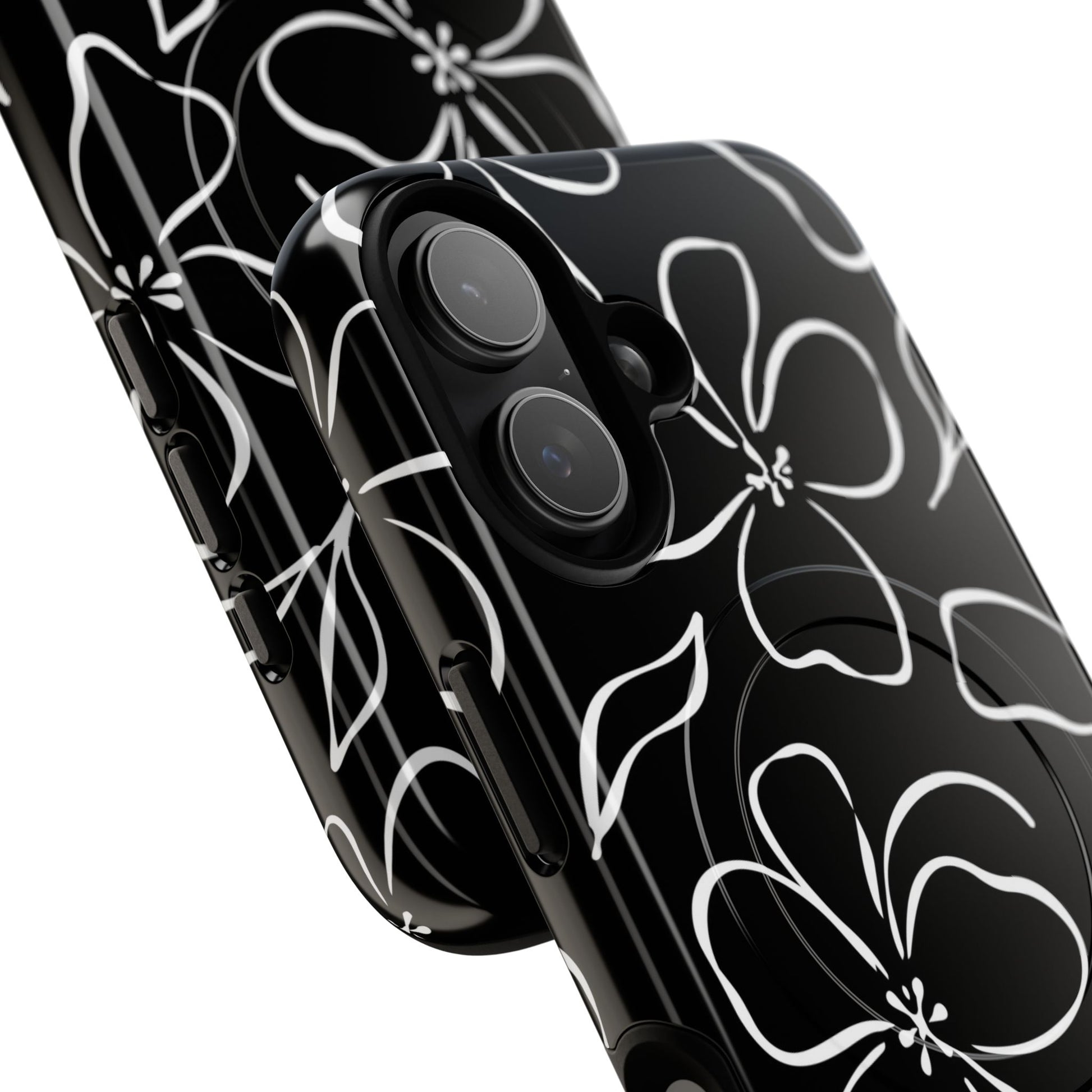 Black & White Floral Magnetic Phone Case by etchd, view 87