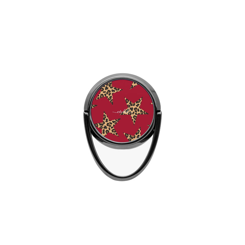 Red & Leopard Stars Anillo soporte para móvil-zoom-