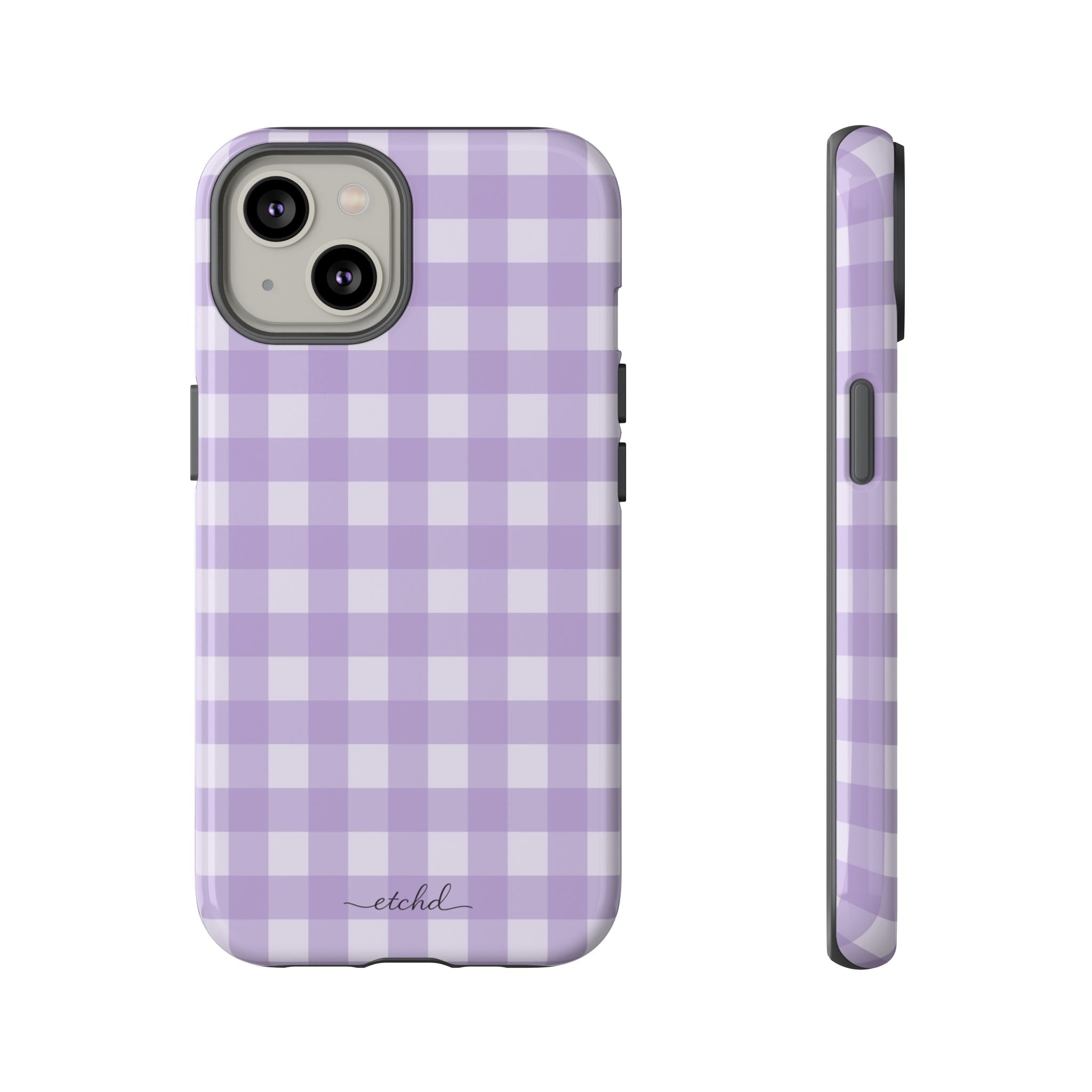 Lilac & Cream Gingham Phone Case by etchd, view 2