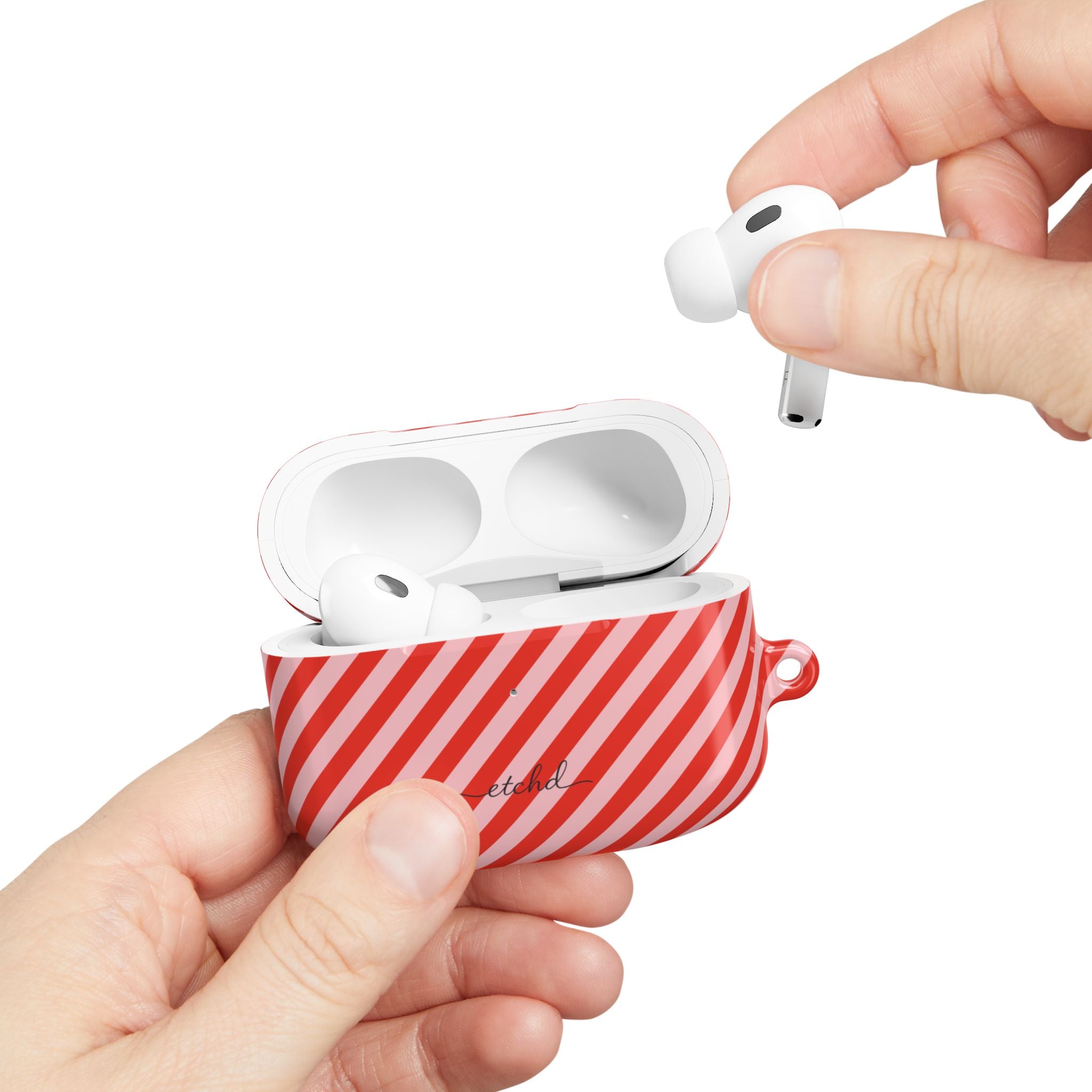 Poppy & Blush Striped Diagonal AirPod Case by etchd, view 11