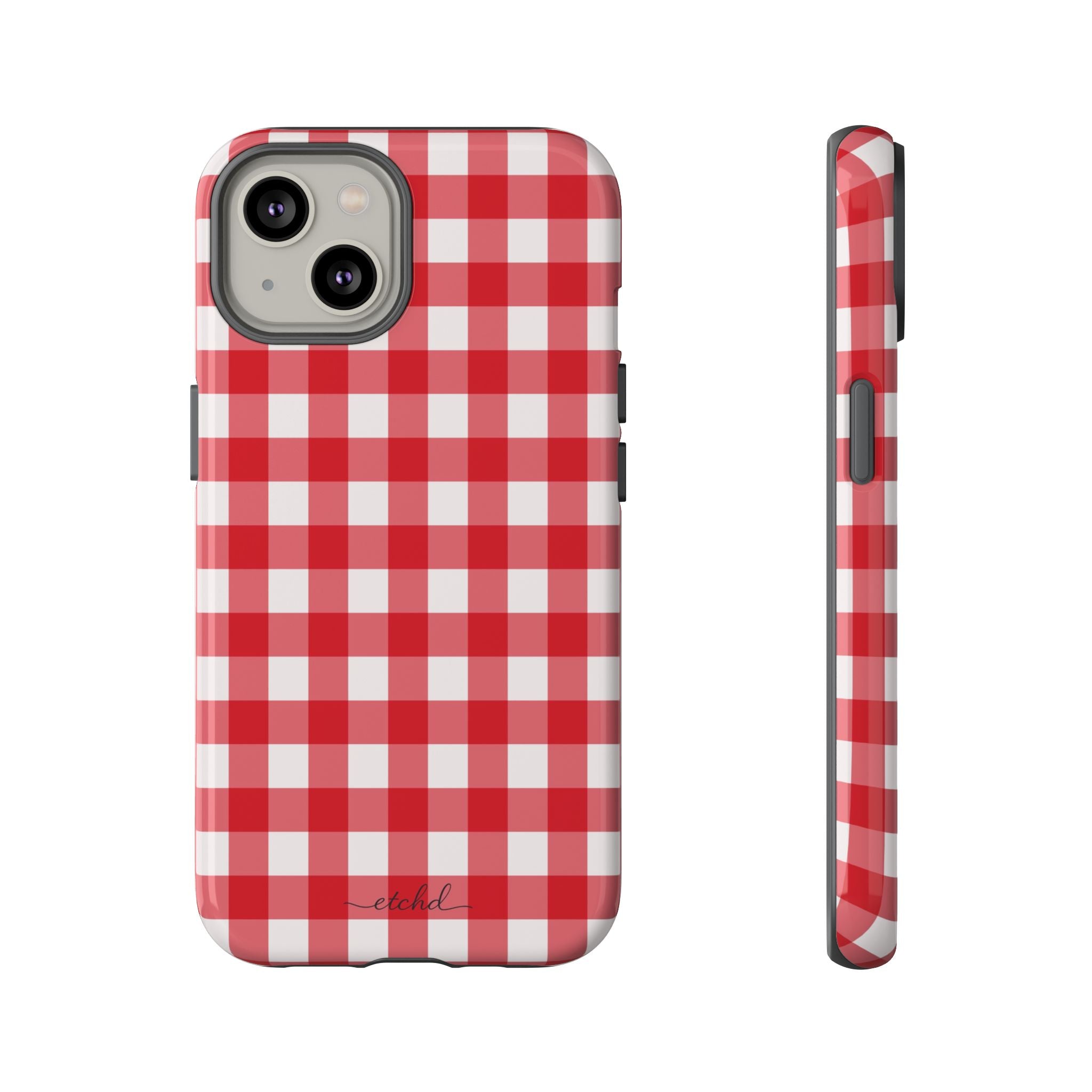 Classic Red & White Gingham Phone Case by etchd, view 2