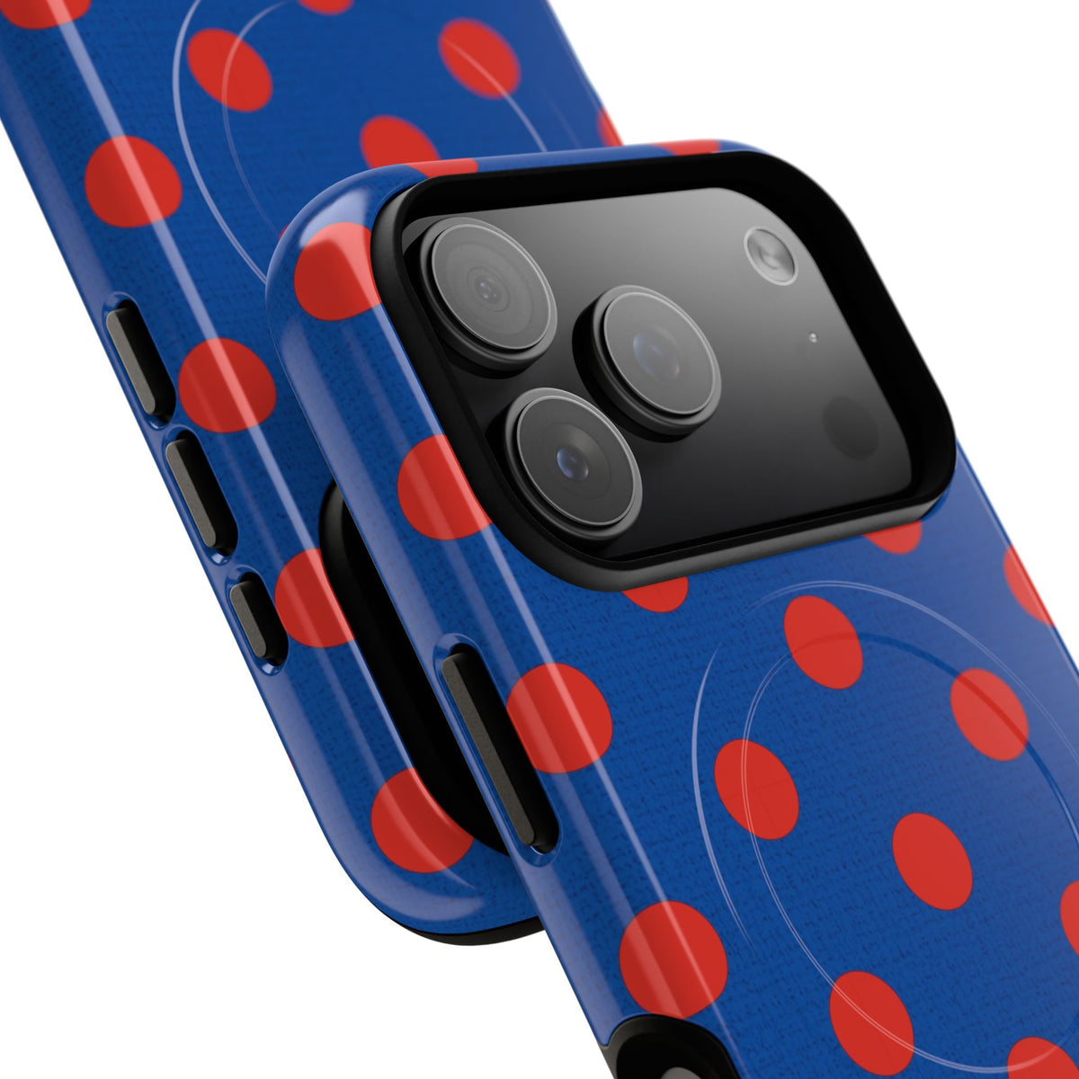 Poppy & Cobalt Polka Dot Magnetic Phone Case by etchd, view 99