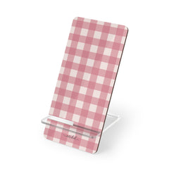 Blush & Cream Gingham Soporte para móvil de etchd