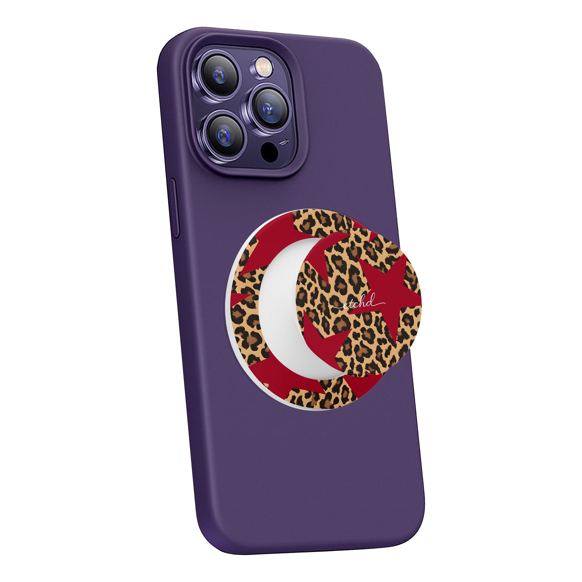 Leopard & Red Stars Phone Grip And Stand by etchd, view 3