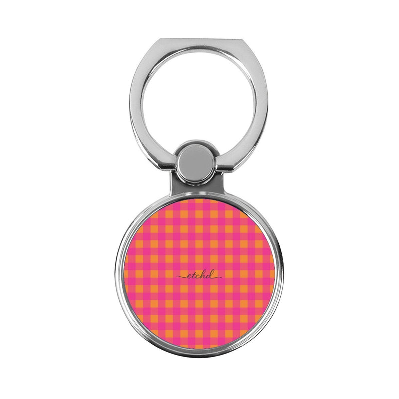 Pink & Orange Gingham Classic Ring Holder-zoom-