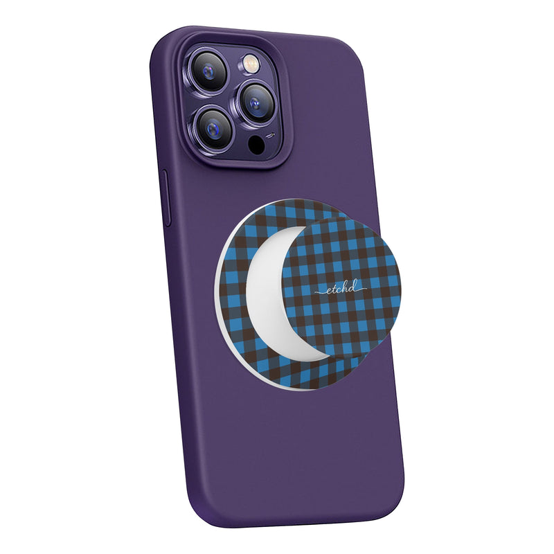 Cerulean & Espresso Gingham Handyhalterung und Ständer-zoom-