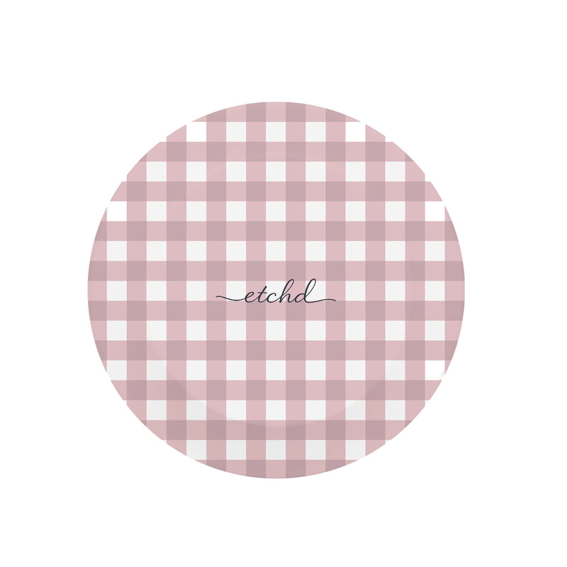 Pink & White Gingham Anello e supporto per telefono-zoom-