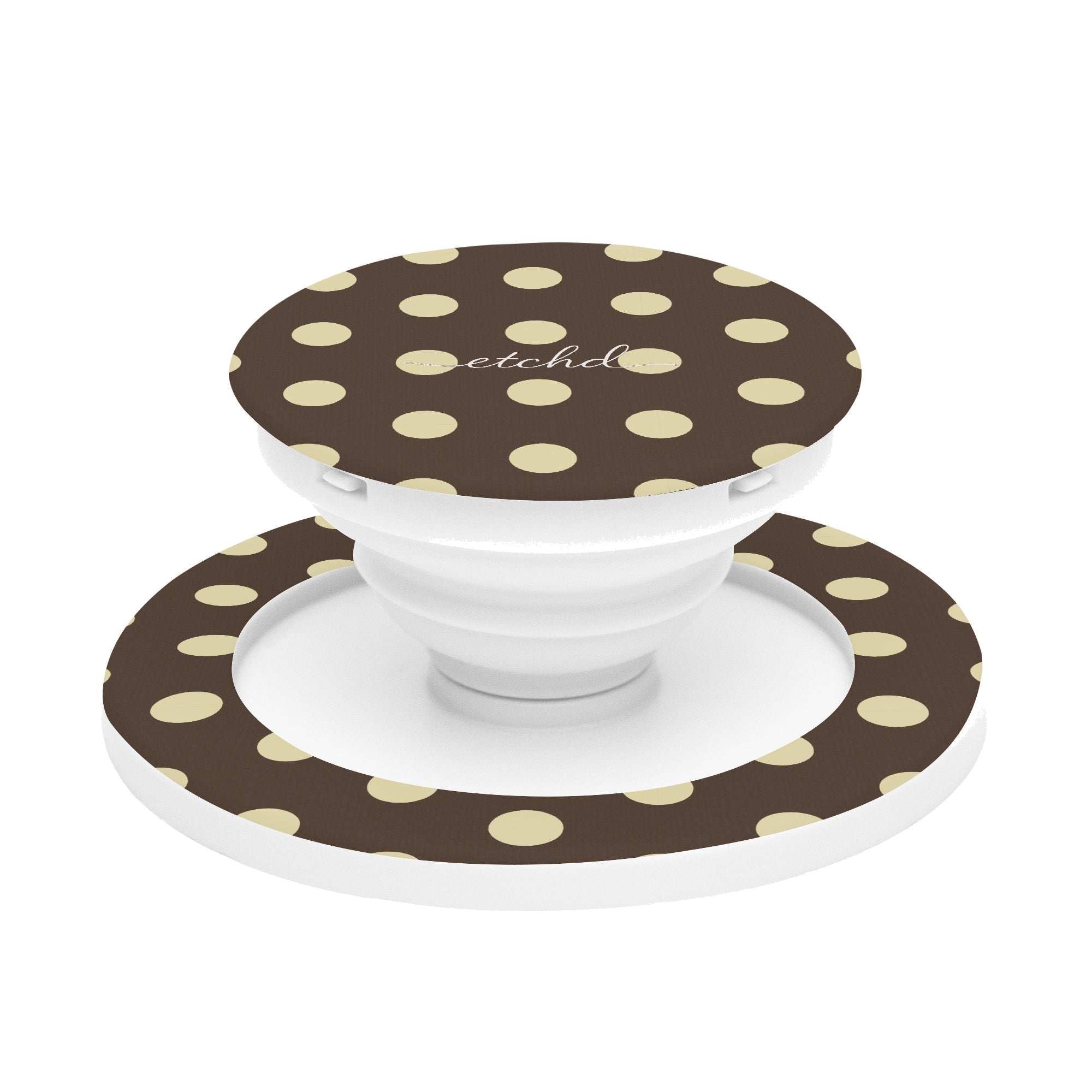 Brown And Butter Yellow Polka Dot Phone Grip And Stand by etchd
