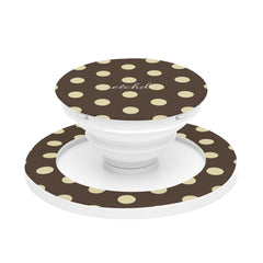 Brown And Butter Yellow Polka Dot Phone Grip And Stand by etchd