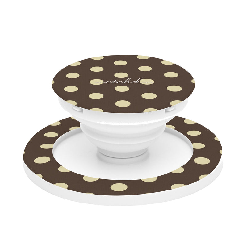 Brown And Butter Yellow Polka Dot Handy-Halterung und Ständer-zoom-