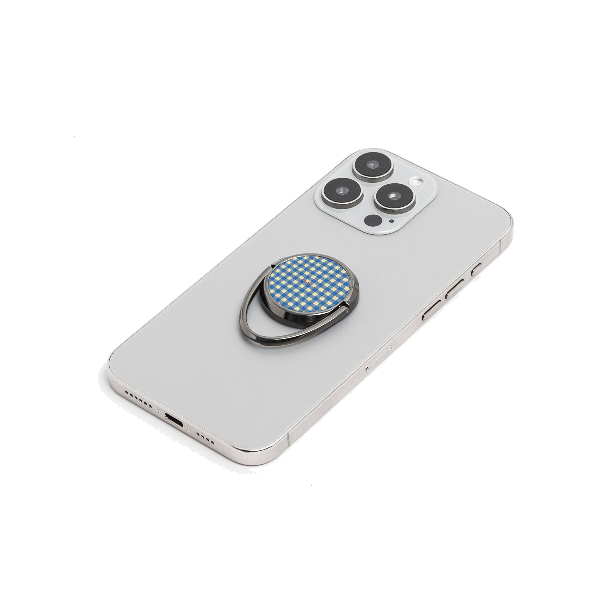 Butter & Cobalt Gingham Phone Ring Holder by etchd, view 6