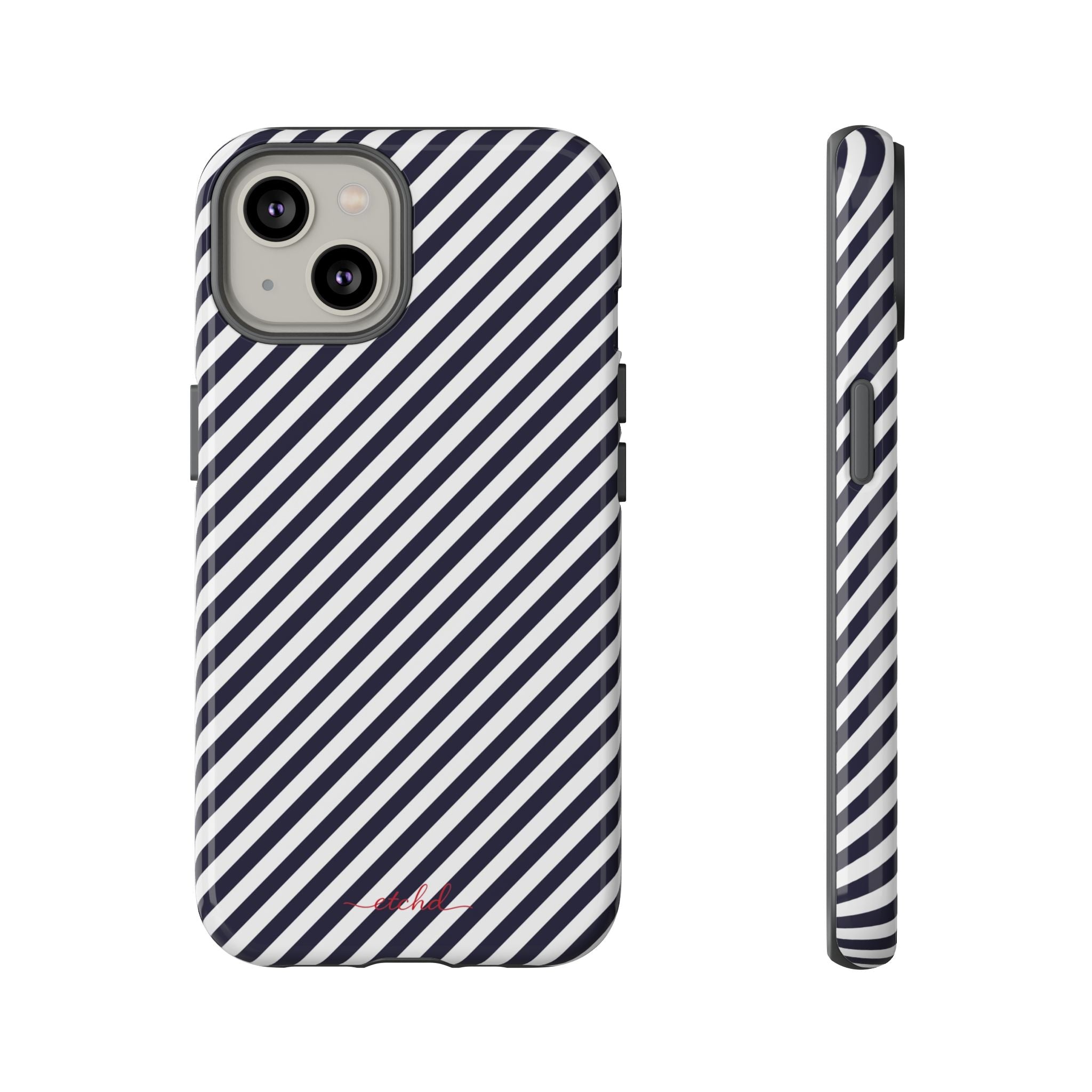 Navy & White Striped Diagonal Phone Case by etchd, view 2