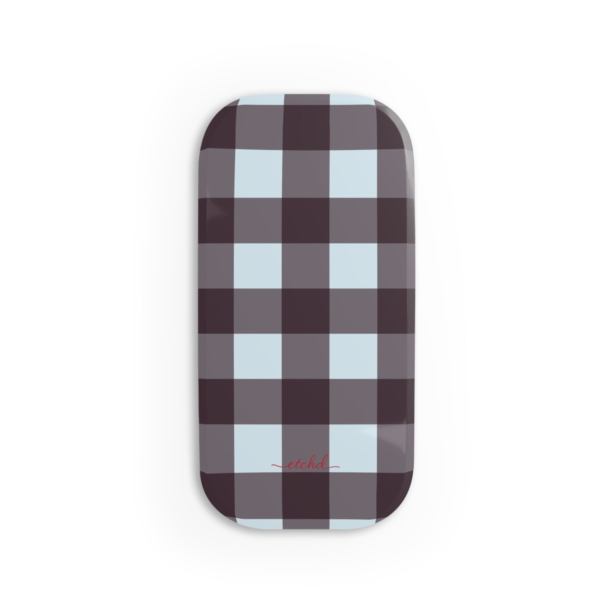 Blue & Plum Gingham Click-On Phone Grip by etchd