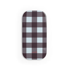 Blue & Plum Gingham Agarre clipsable para móvil de etchd