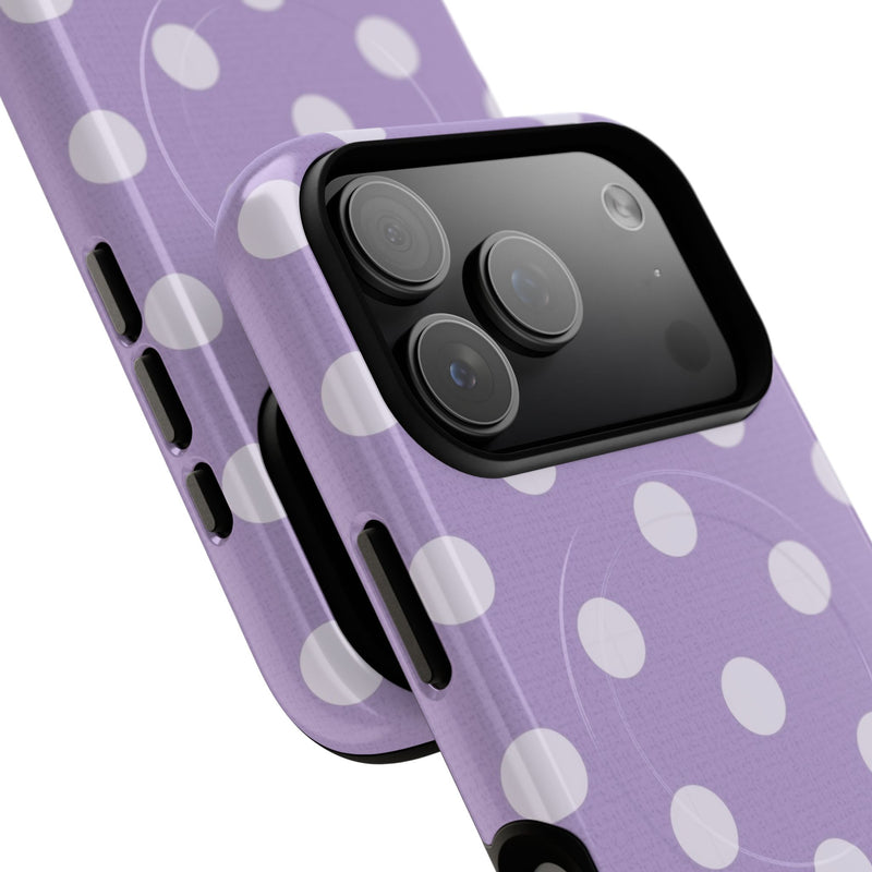 Cream & Lilac Polka Dot Magnetic Phone Case by etchd, view 99