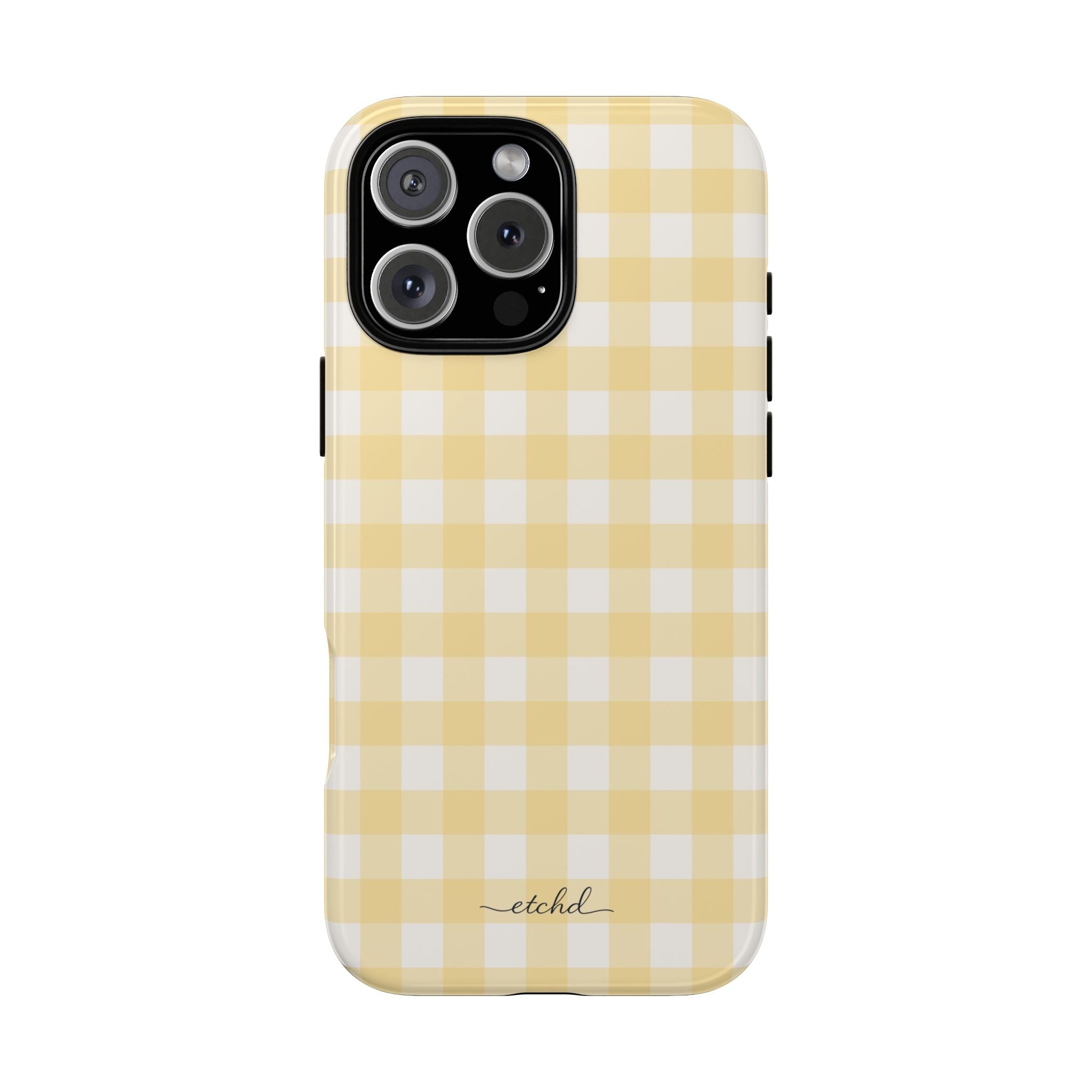 Butter Gingham Phone Case by etchd