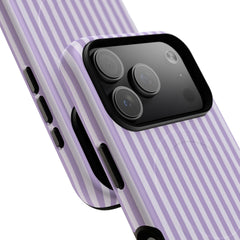 Lilac & Cream Striped Magnetic Phone Case by etchd, view 100