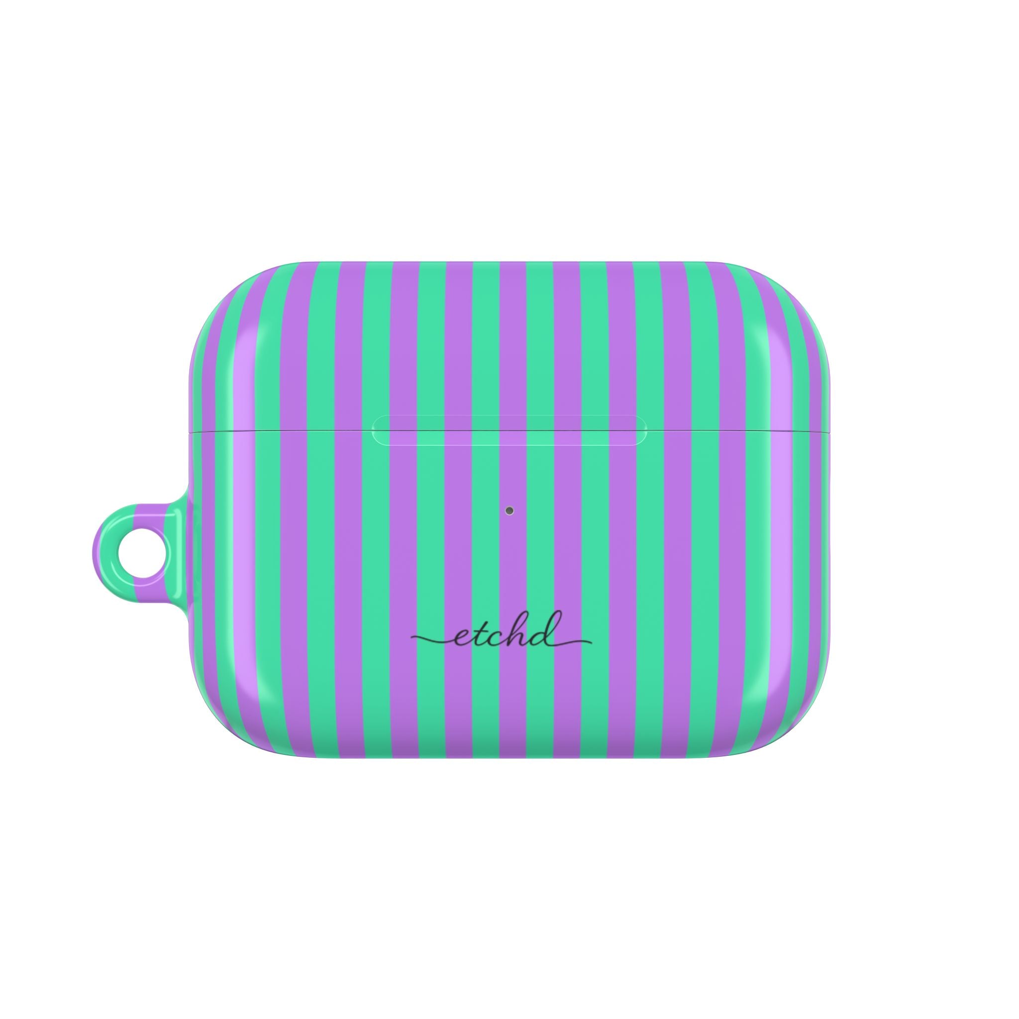 Lilac & Hypermint Striped Funda para AirPods de etchd, vista 2