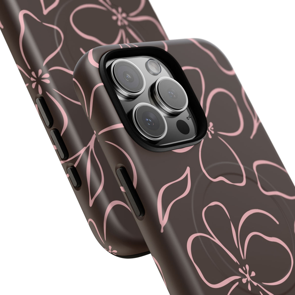 Espresso & Blush Floral Magnetic Phone Case by etchd, view 100