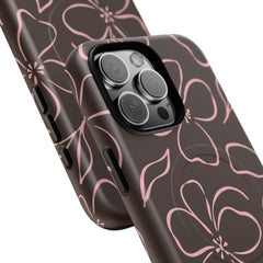 Espresso & Blush Floral Magnetic Phone Case by etchd, view 100