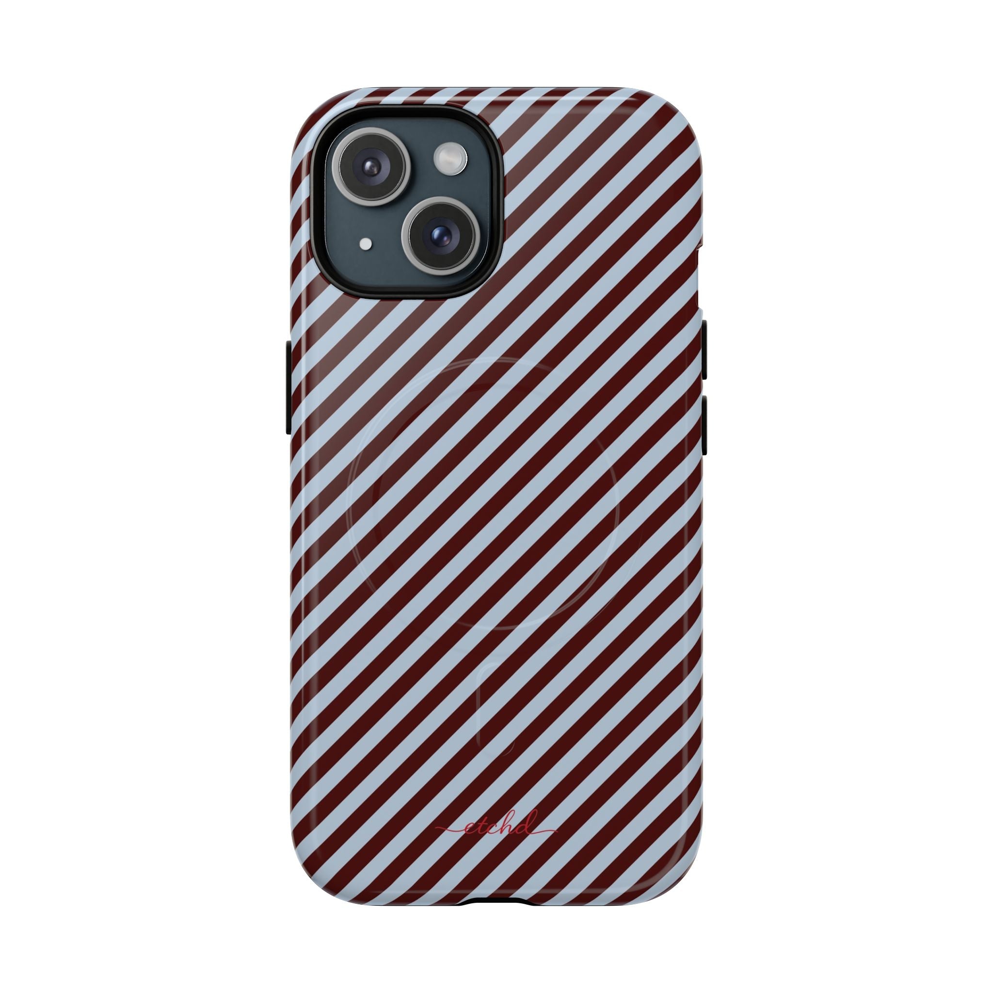 Blue & Cherry Striped Diagonal Magnetic Phone Case by etchd, view 2