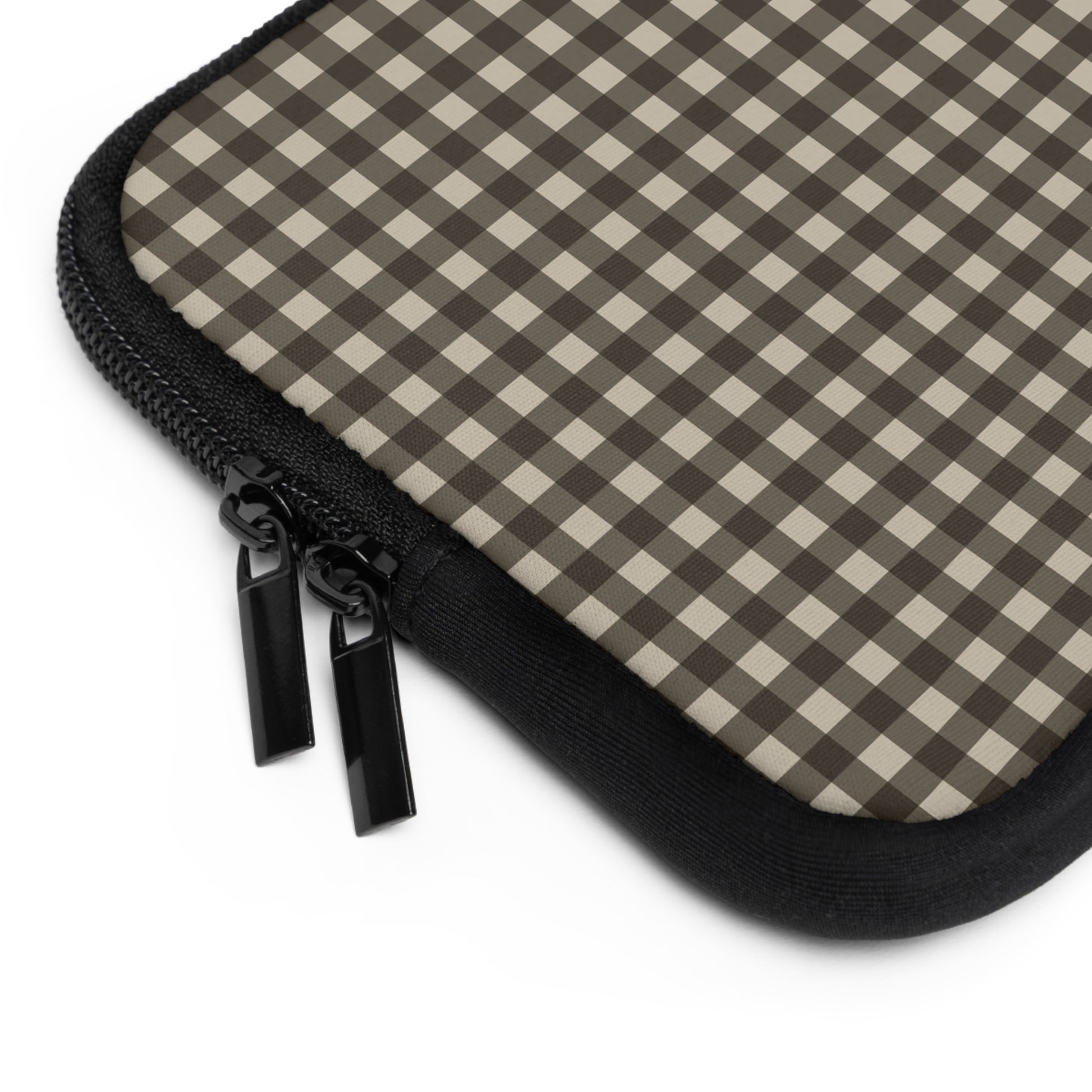 Cream & Brown Gingham Laptop Sleeve by etchd, view 12
