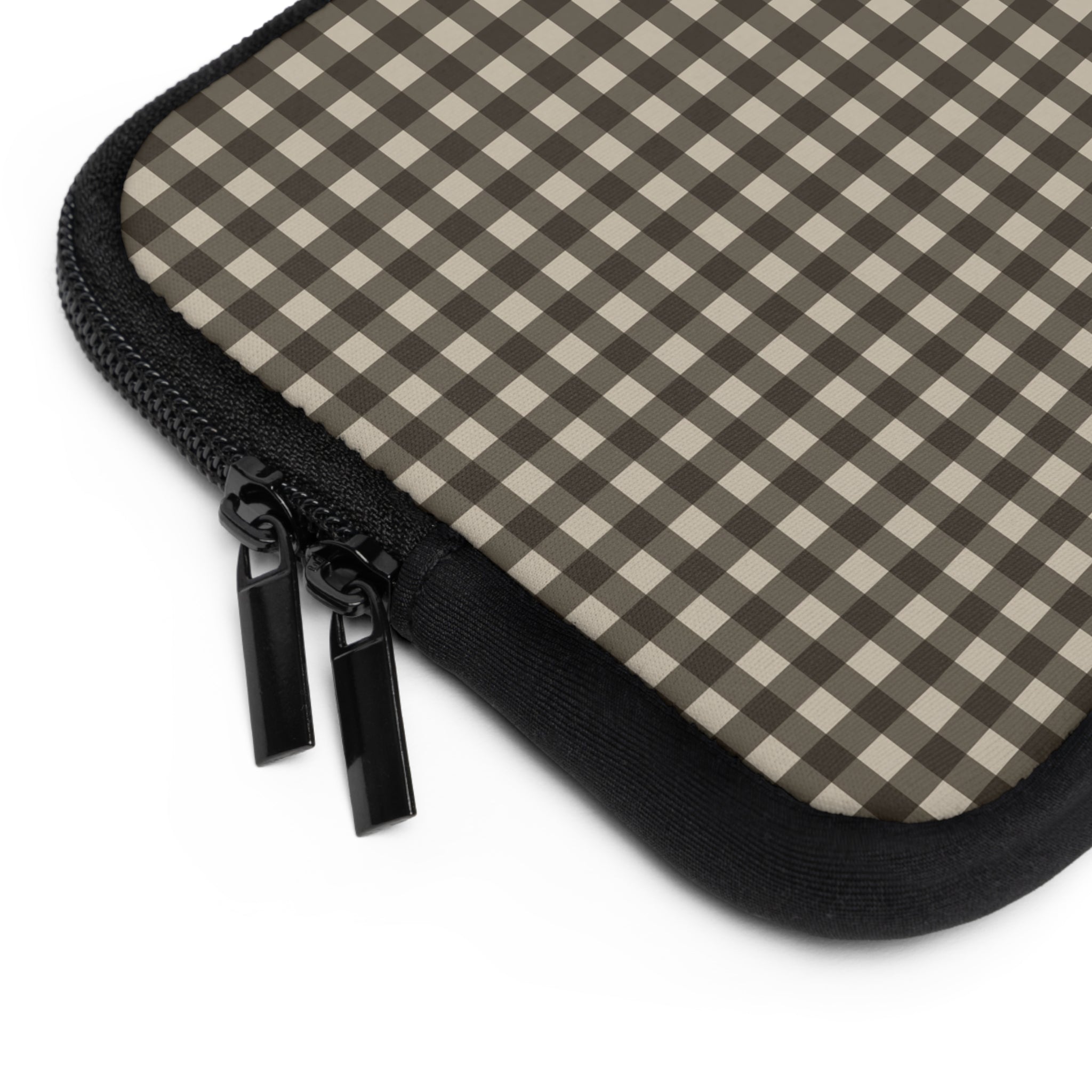 Cream & Brown Gingham Laptop Sleeve by etchd, view 12