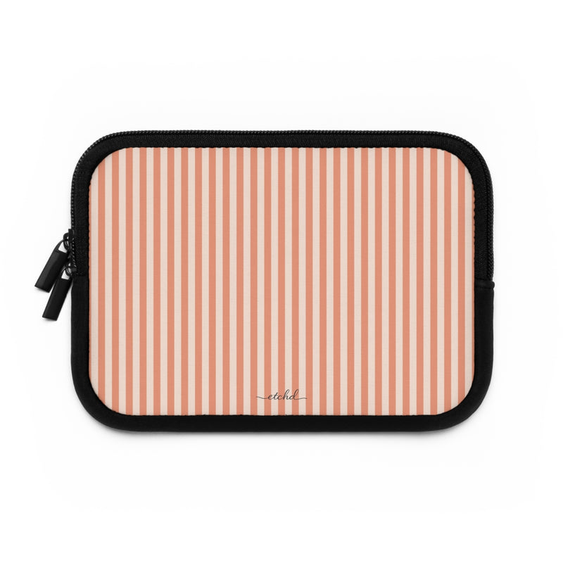 Coral & Cream Striped Custodia per laptop di etchd, vista 2