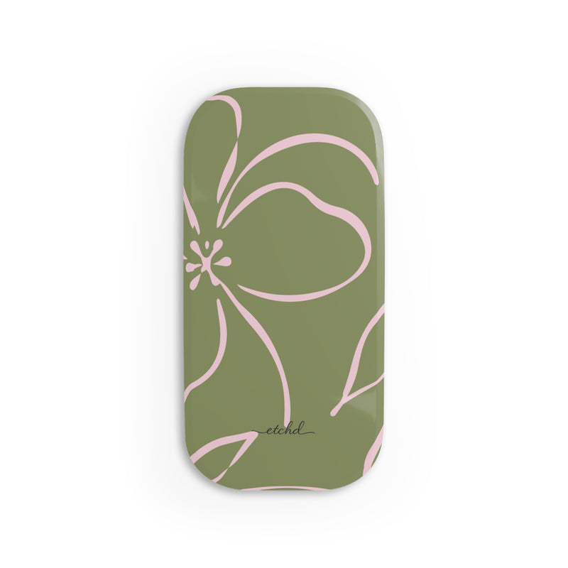 Green & Pink Floral Click-On Phone Grip by etchd