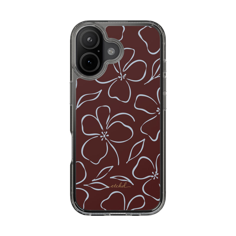 Blue & Cherry Floral Clear Phone Case by etchd, view 35
