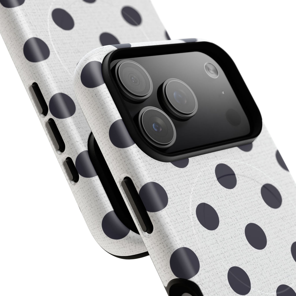 Navy & White Polka Dot Magnetic Phone Case by etchd, view 100