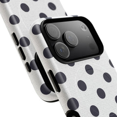 Navy & White Polka Dot Magnetic Phone Case by etchd, view 100