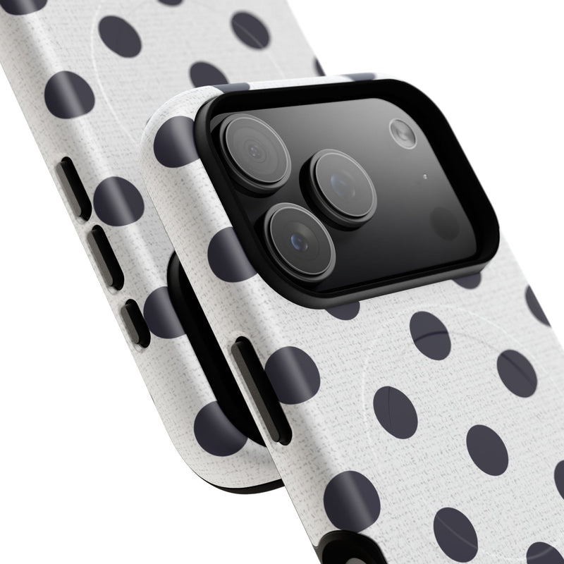Navy & White Polka Dot Magnetic Phone Case by etchd, view 100