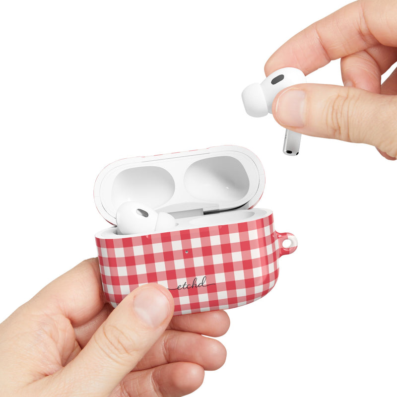 Cherry & White Gingham AirPod Case by etchd, view 11