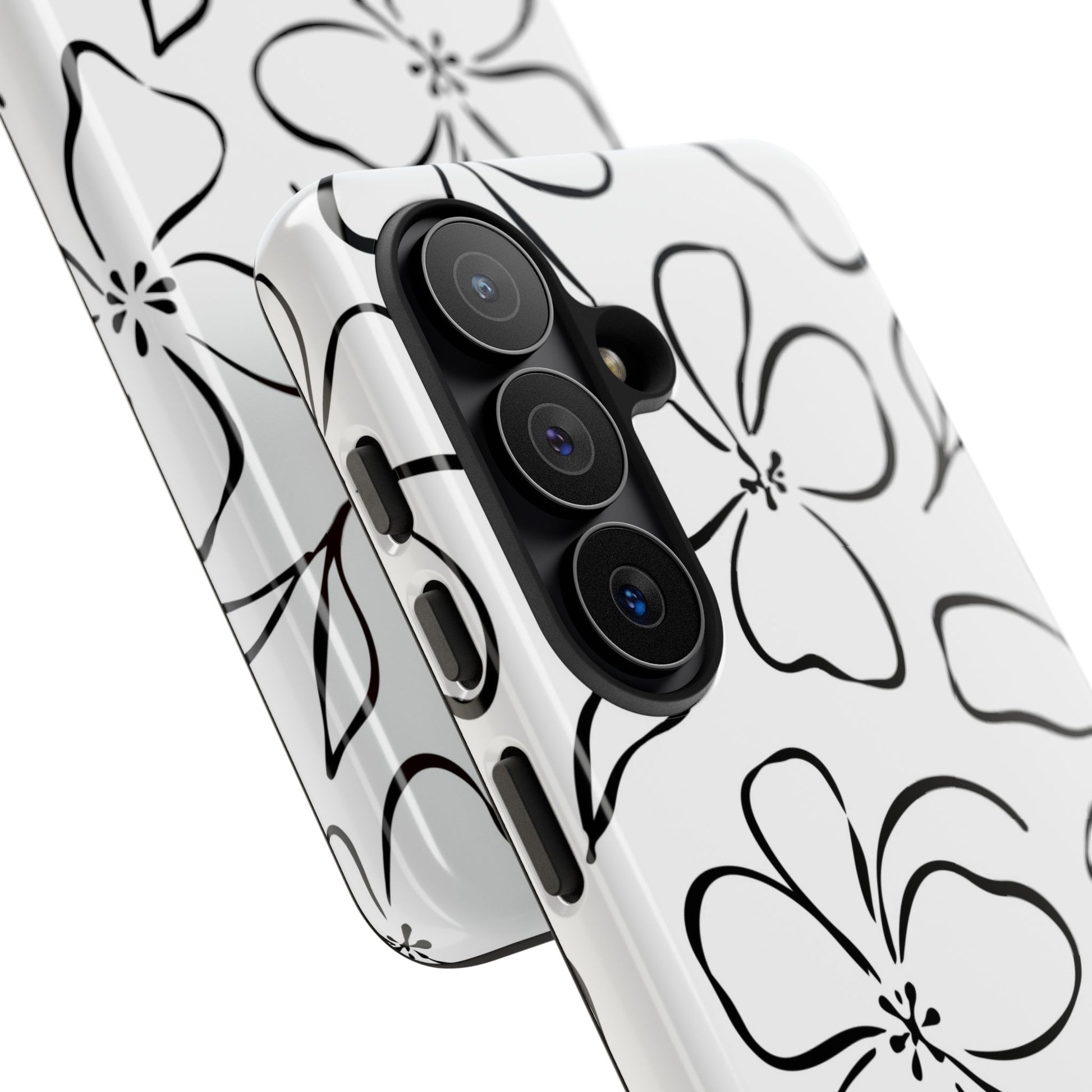 White & Black Floral Phone Case by etchd, view 209