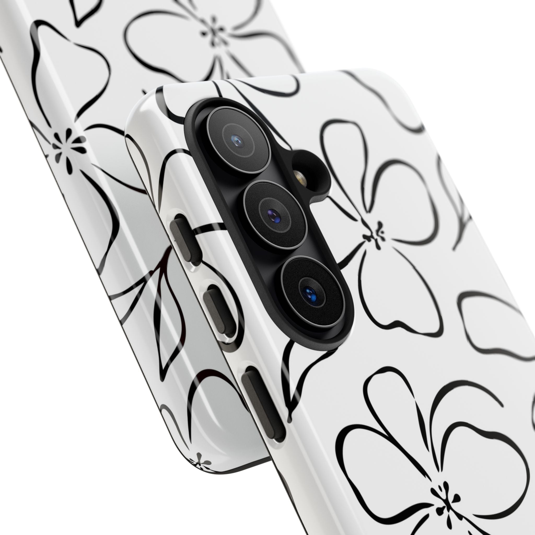 White & Black Floral Phone Case by etchd, view 209