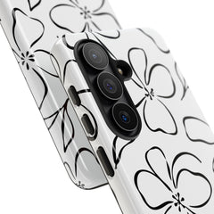 White & Black Floral Phone Case by etchd, view 209