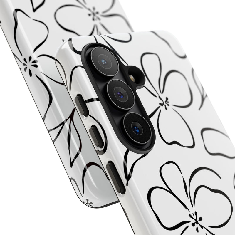 White & Black Floral Phone Case by etchd, view 209