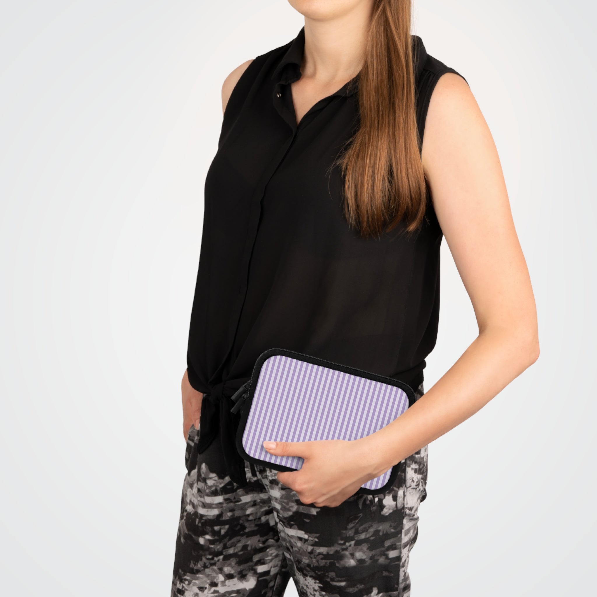 Lilac & Cream Striped Laptop Sleeve by etchd, view 15