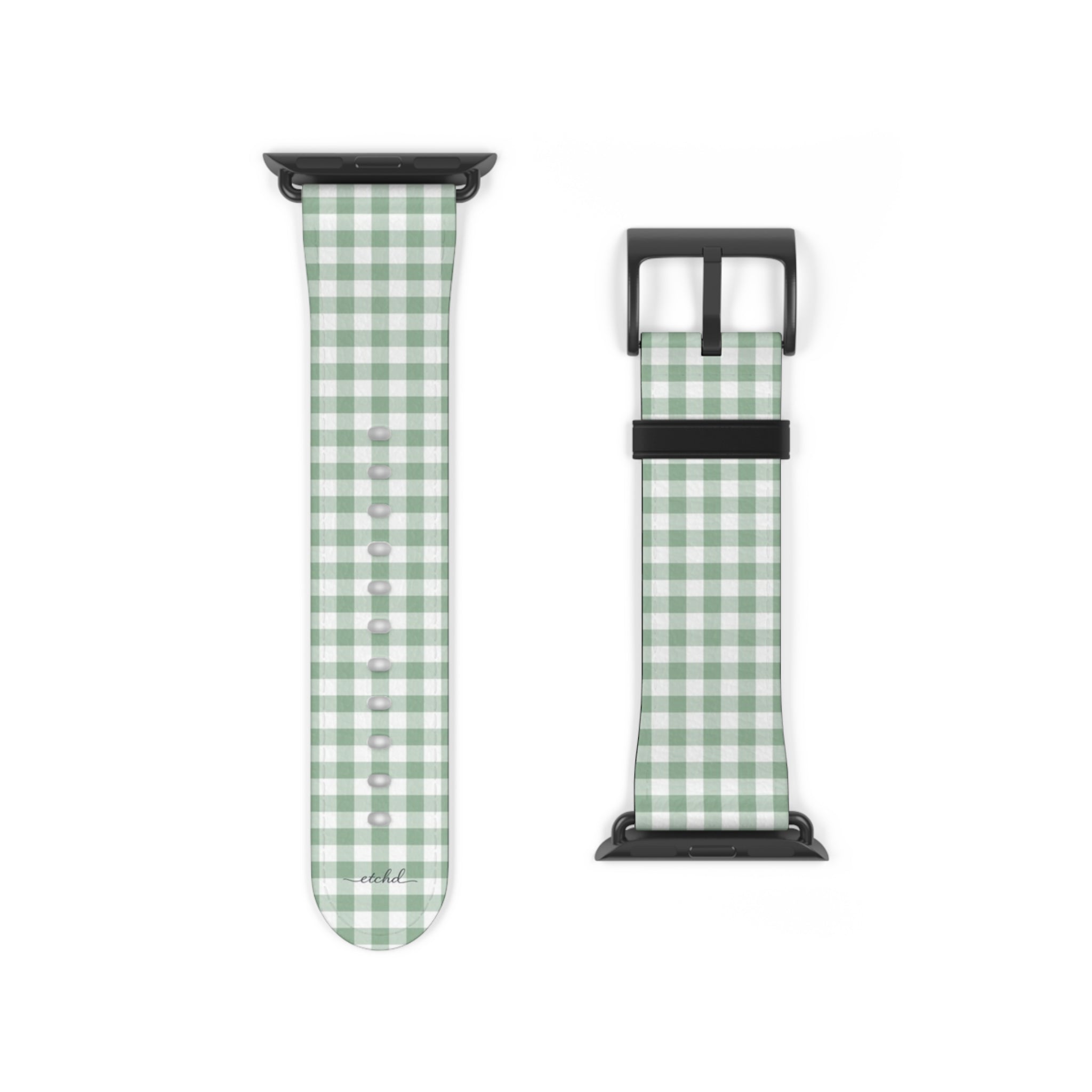 Sage & White Gingham Smartwatch Strap by etchd, view 9