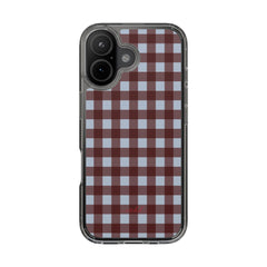 Blue & Cherry Gingham Clear Phone Case by etchd, view 35