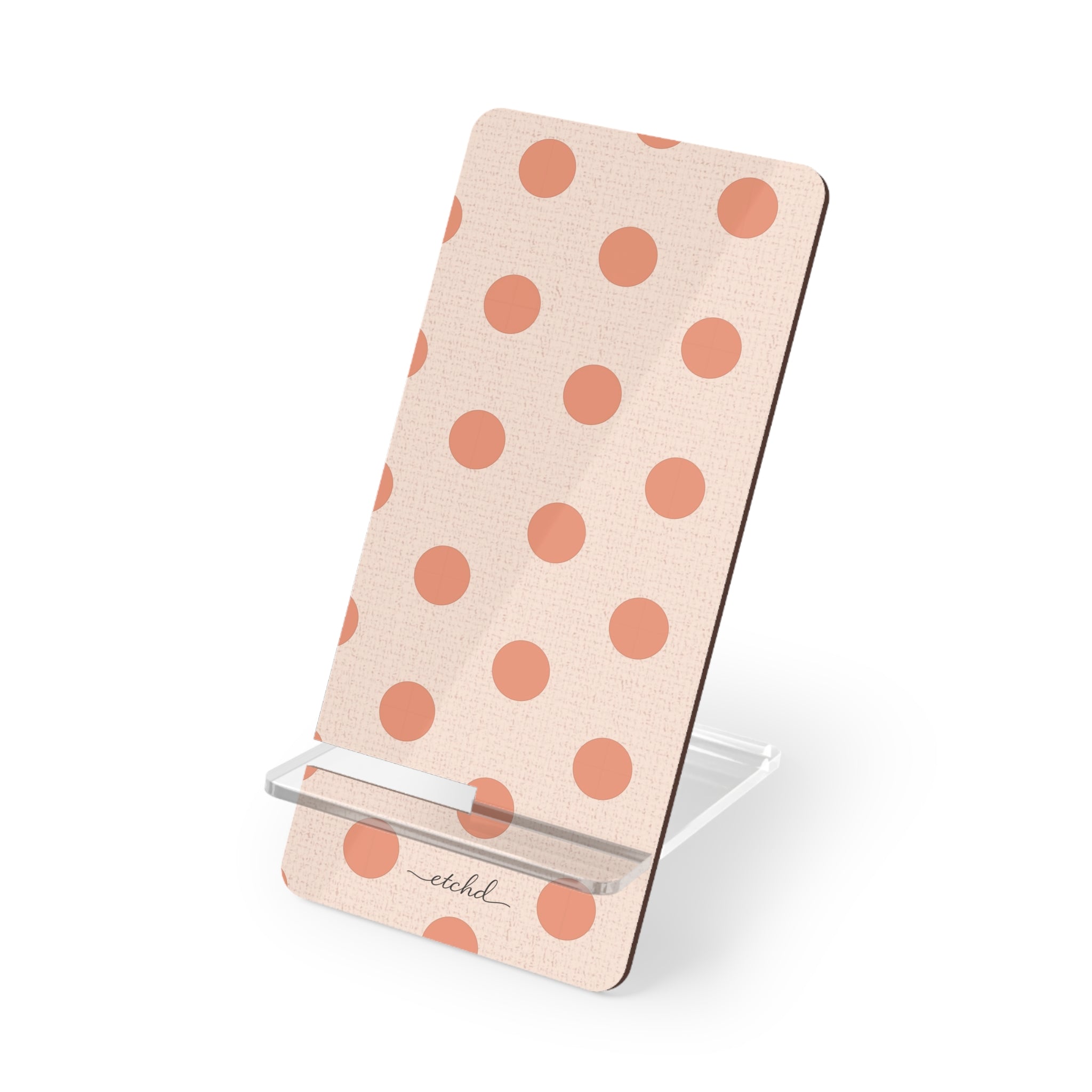 Coral Polka Dot Phone Stand by etchd