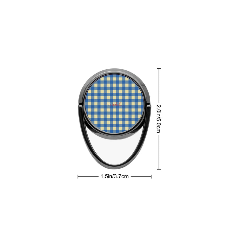 Butter & Cobalt Gingham Anillo soporte para móvil-zoom-