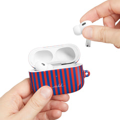 Cobalt & Poppy Striped AirPod Case by etchd, view 11