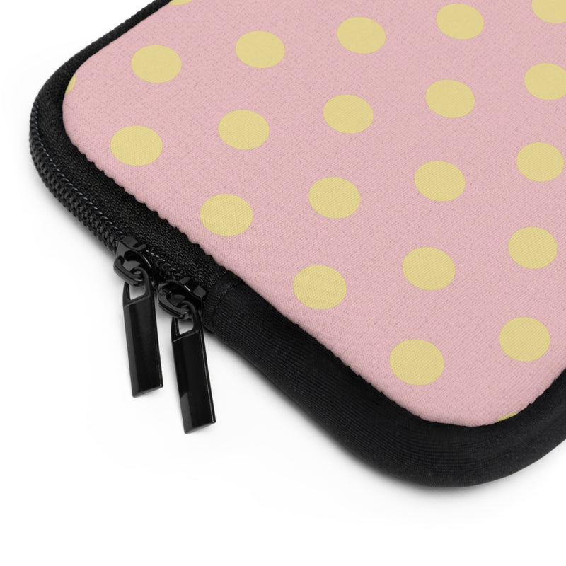 Butter And Pink Polka Dot Laptop Sleeve by etchd, view 12